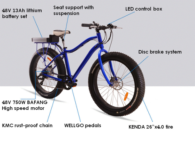 Geschwindigkeits Schnee Strasse Blaues Des Strand Kreuzer Elektrisches Fahrrad Fette Reifen 48v 750w Shimano 6